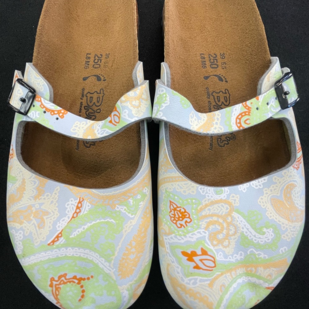 Birkenstock light blue - colorful Paisley Mules   ( 0098 )